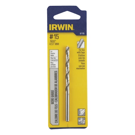 Irwin Irwin No 15 X 3-3/8 in. L High Speed Steel Wire Gauge Bit Straight Shank 1 pc 81115